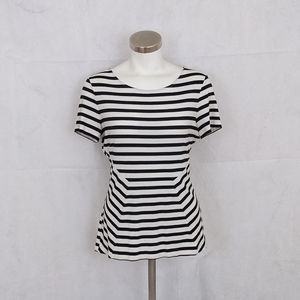 Talbots, S, Striped Tee, Black and White
